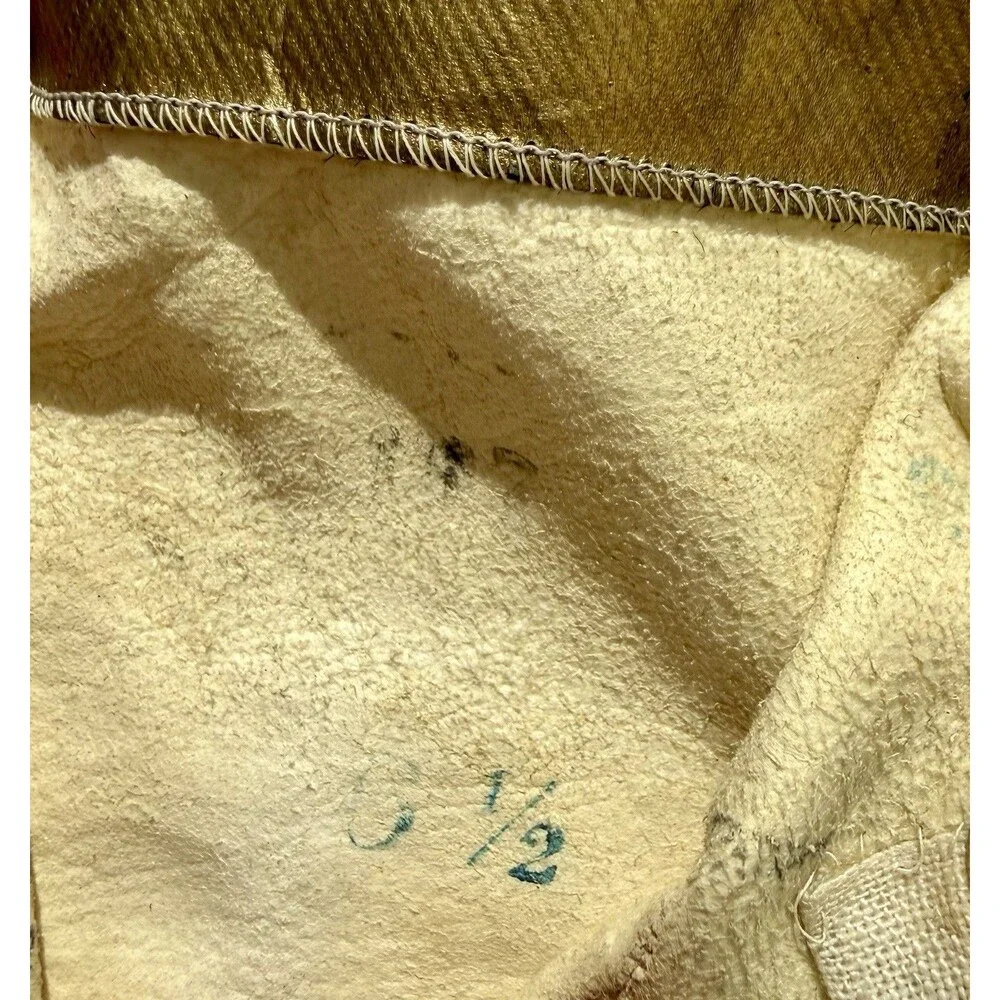 Antique Ladies Leather Gloves Embroidery 6 1/2 Ivory Ganterie Mondaine Huermans
